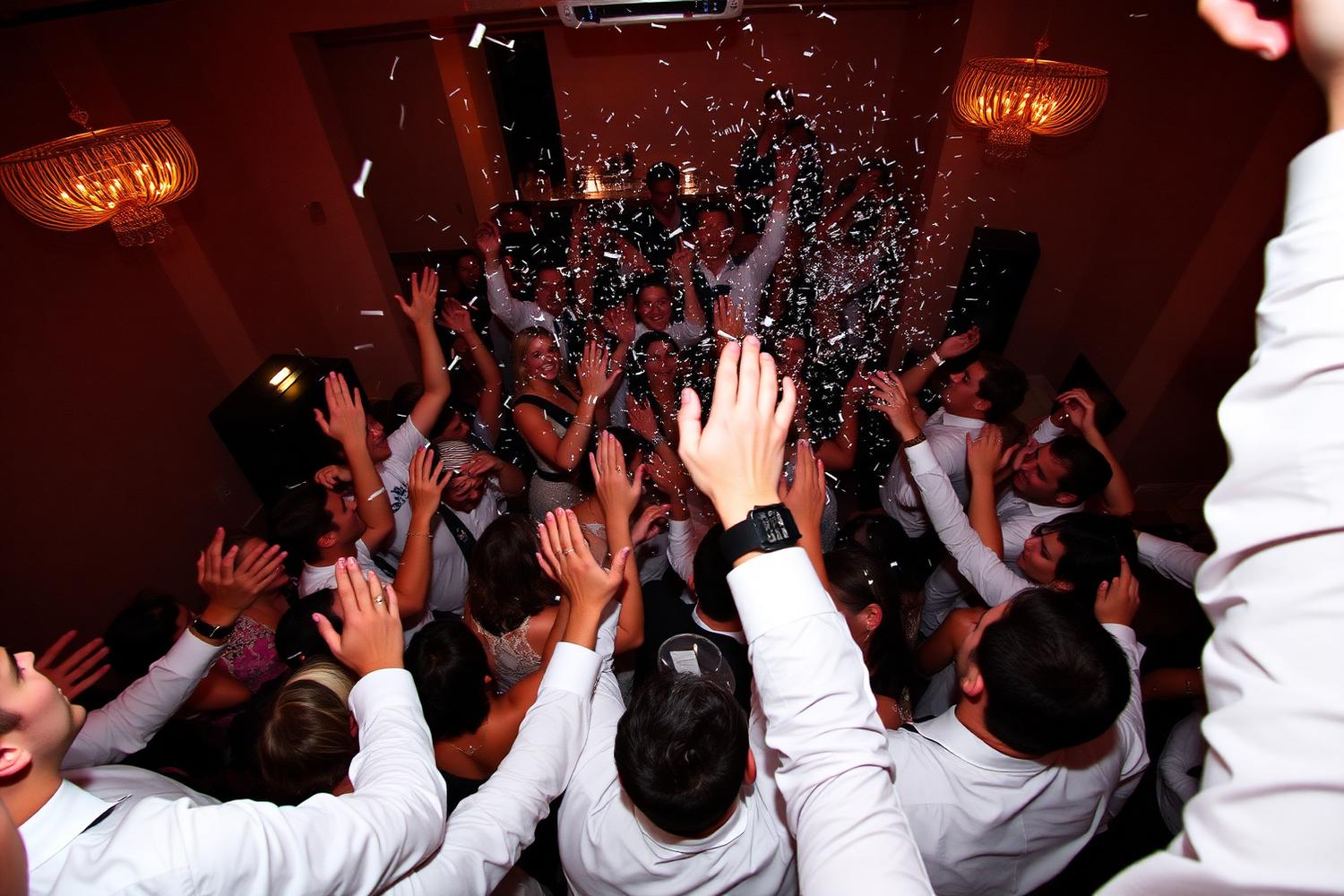 Packed wedding dance floor