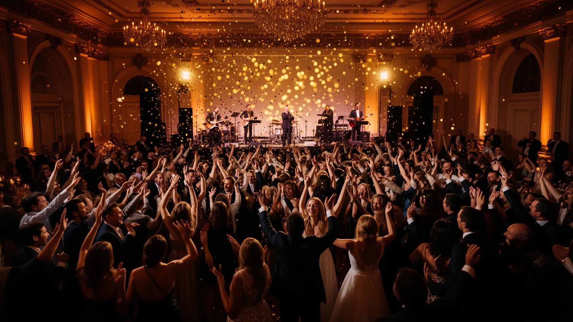 Garden State Groove performing live to a packed New Jersey wedding reception